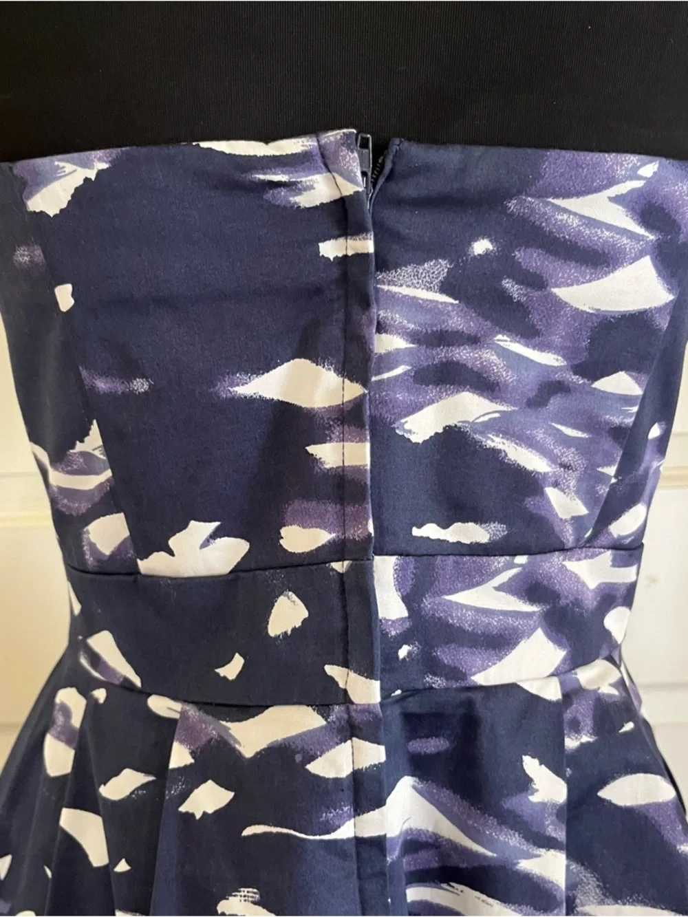 H&M Navy and White Strapless Fit-and-Flare Dress - Picture 6 of 14